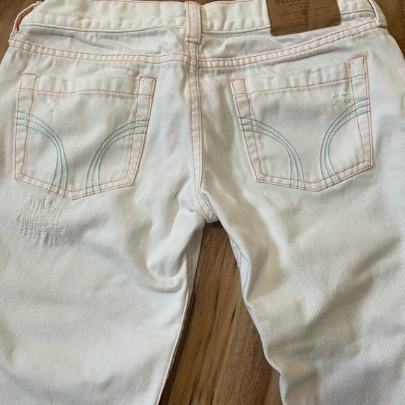 Vintage Hollister Y2K White Capri Jeans Orange Stitching Low Rise Size 5 - Picture 6 of 8